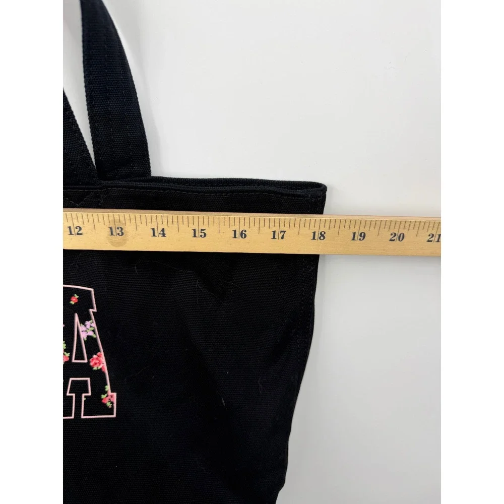Old Navy‎ Anna Sui Canvas Tote Bag Women OS Black Floral Logo Butterfly Charm